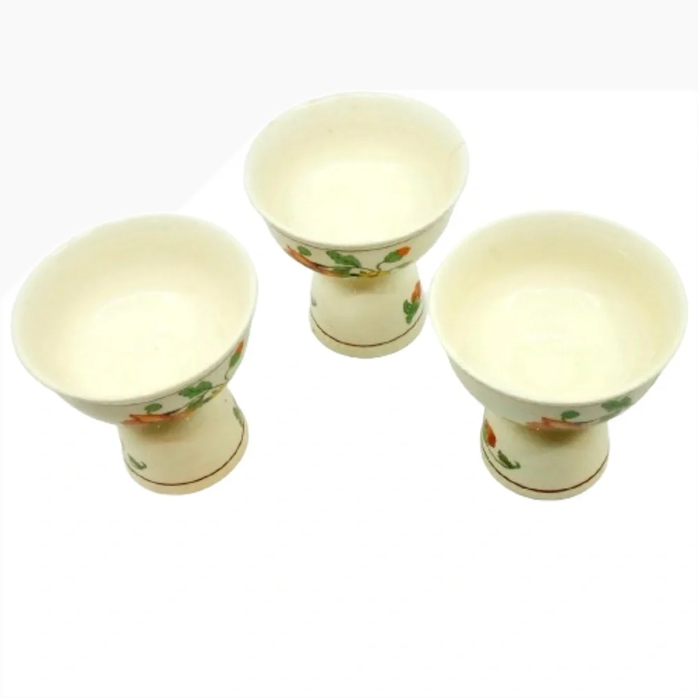 Vintage 1950s Stoneware Ceramic Double Egg Cups- Set of 3